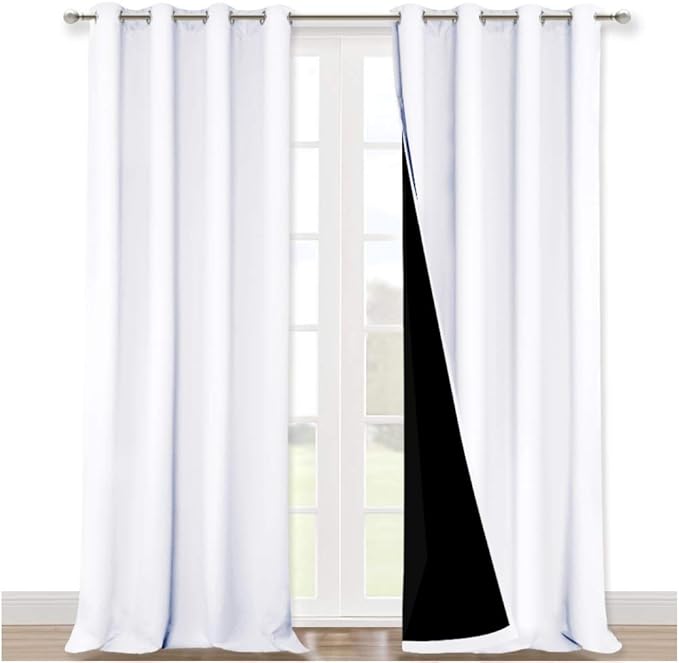 NICETOWN White 100% Blackout Curtains - Image 2