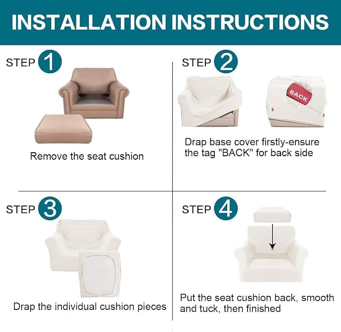 Turquoize 2 Piece Chair Covers Armchair Slipcovers - Image 6