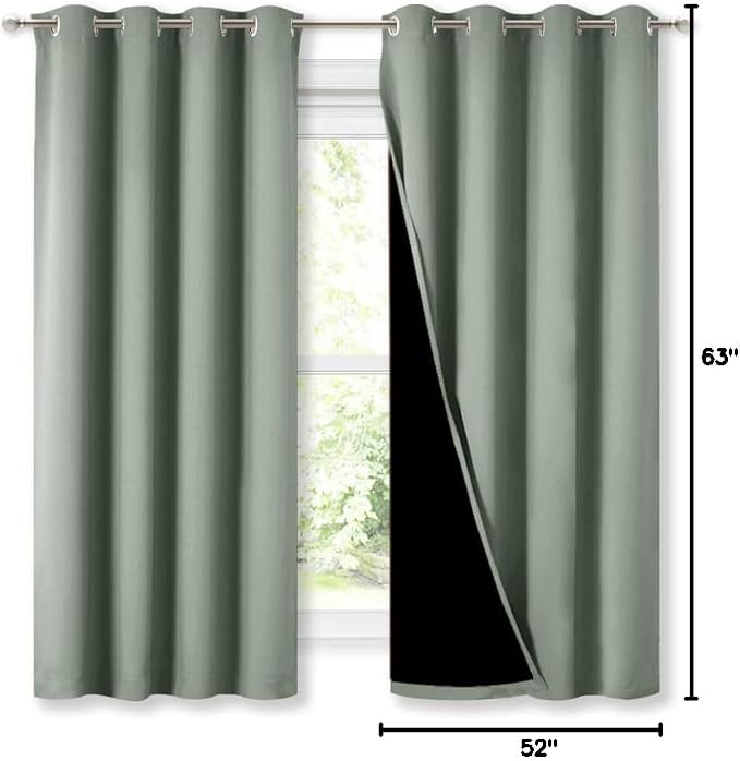 NICETOWN Greyish Green 100% Blackout Lined Curtains, 2 Thick Layers Completely - Image 9
