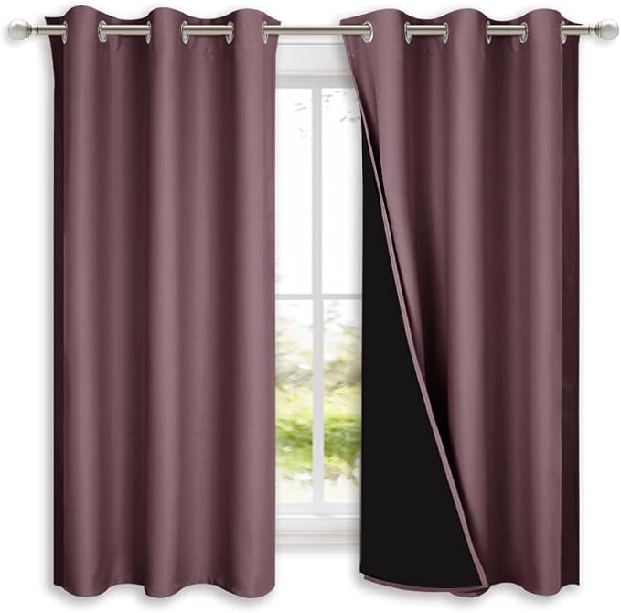 NICETOWN Dry Rose 100% Blackout Lined Curtains, 2 Thick Layers Completely by NICETOWN