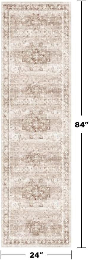 Hazo Haus Boho 2x7 Long Runner, Neutral Farmhouse Hallway Rug, Small Throw - Image 2