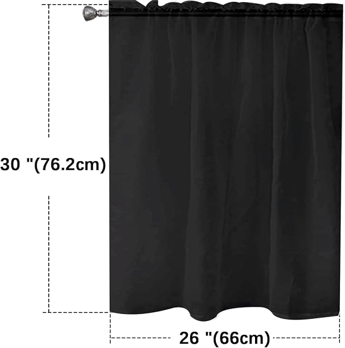 SpaceDresser Basic Rod Pocket Sheer Voile Window Curtain Panels Black 1 Pair 2 - Image 2