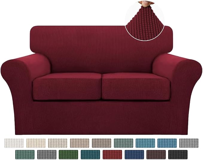 Turquoize 3 Piece Sofa Covers for 2 Cushion Couch Sofa Slipcover Soft Couch by Turquoize