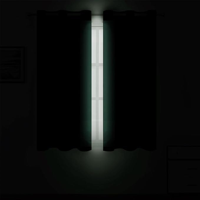 LEMOMO Blackout Curtains 66 x 54 Inch Long Dark Green Curtains Set of 2 Panels - Image 3
