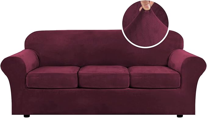 H.VERSAILTEX High Stretch Sofa Slipcover 4 Piece Cover Velvet Furniture by HVERSAILTEX