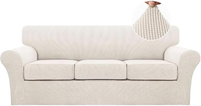 Turquoize 4 Piece Sofa Covers for 3 Cushion Couch Sofa Slipcover Soft Couch by Turquoize