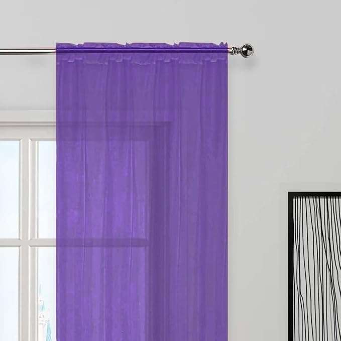 SpaceDresser Sheer Voile Window Treatment Rod Pocket Curtain Panels - Image 4