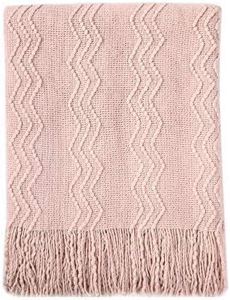 BOURINA Pink Throw Blanket 50x60 Inches Throw Textured Solid Soft Sofa Throw by BOURINA