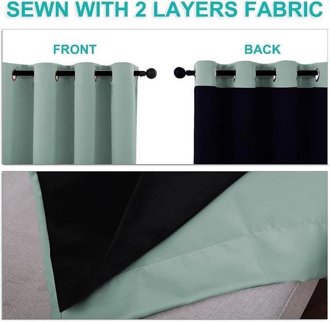 NICETOWN 100% Blackout Curtains 84 inches Long, Seafoam Green, 52 inches Wide - Image 5