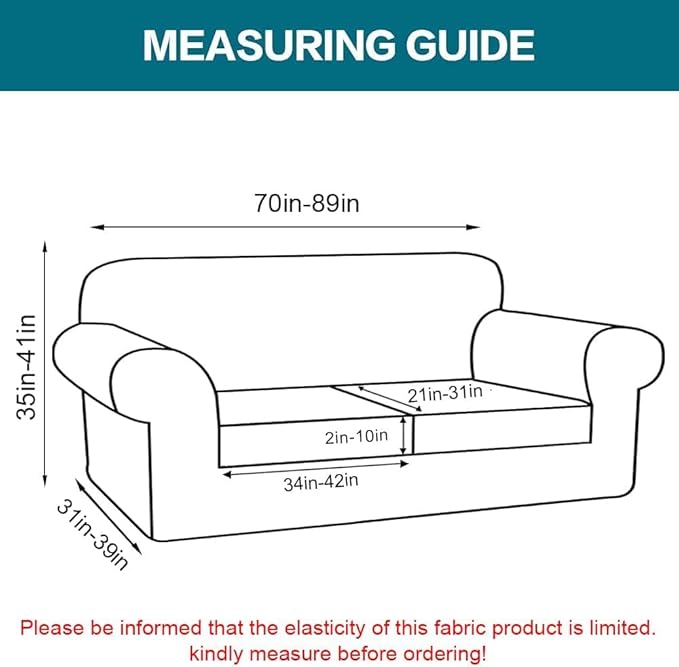 Turquoize 3 Piece Sofa Covers For 2 Cushion Couch Sofa Slipcover Soft Couch - Image 2