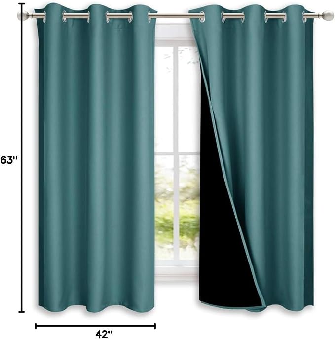 NICETOWN 100% Blackout Curtain Panels, Thermal Insulated Black Liner Curtains - Image 9