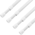KXLife 4 Pack 5/8" Spring Tension Curtain Rod, Adjustable Tension Rods White 18 by KXLife
