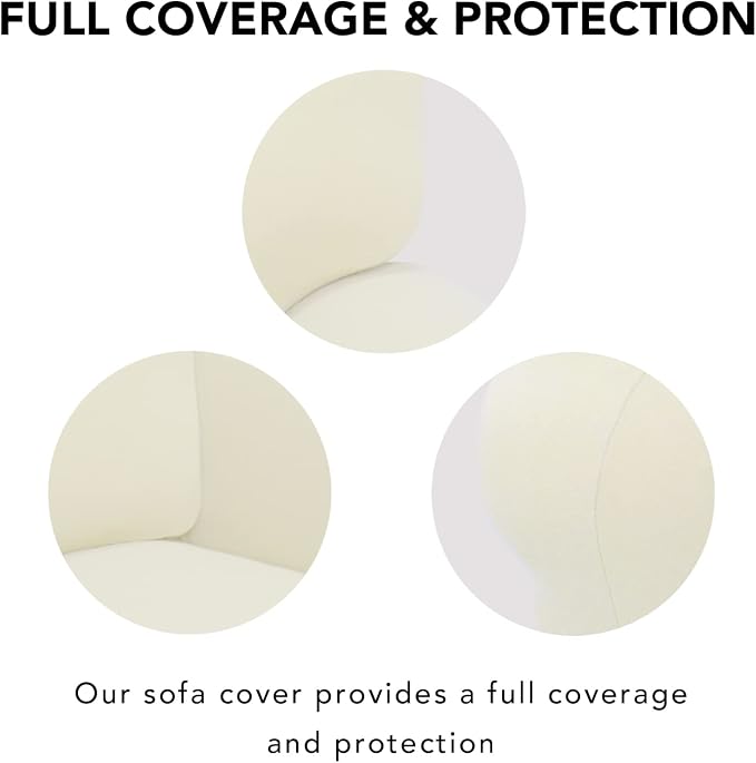 PureFit Stretch Couch Covers for Sofa Large Sofa Slipcovers Ivory | 1-Piece - Image 4