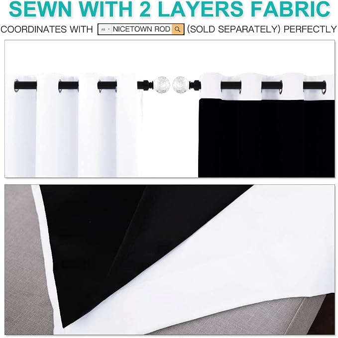 NICETOWN White Blackout Curtains 84 inches Long, Full Light Blocking Drapes - Image 5