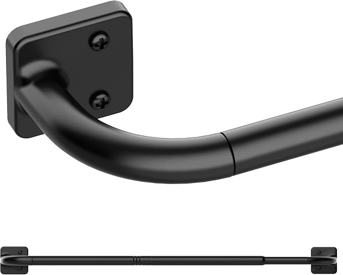 UIOSANRT Curtain Rods for Windows 48 to 84 inch, 5/8" Diameter Black Curtain by UIOSANRT