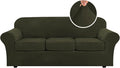 H.VERSAILTEX Modern Velvet Plush 4 Piece High Stretch Sofa Slipcover Sofa Cover by HVERSAILTEX