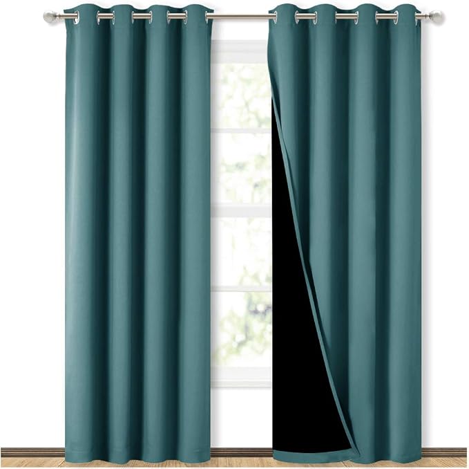 NICETOWN Complete 100% Blackout Curtain Set, Thermal Insulated & Energy by NICETOWN
