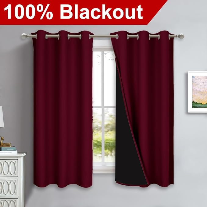 NICETOWN 100% Blackout Short Curtains - Image 2