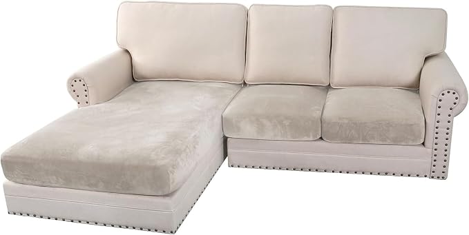 H.VERSAILTEX Velvet Stretch 3-Piece L Shape Sectional Couch Covers by HVERSAILTEX