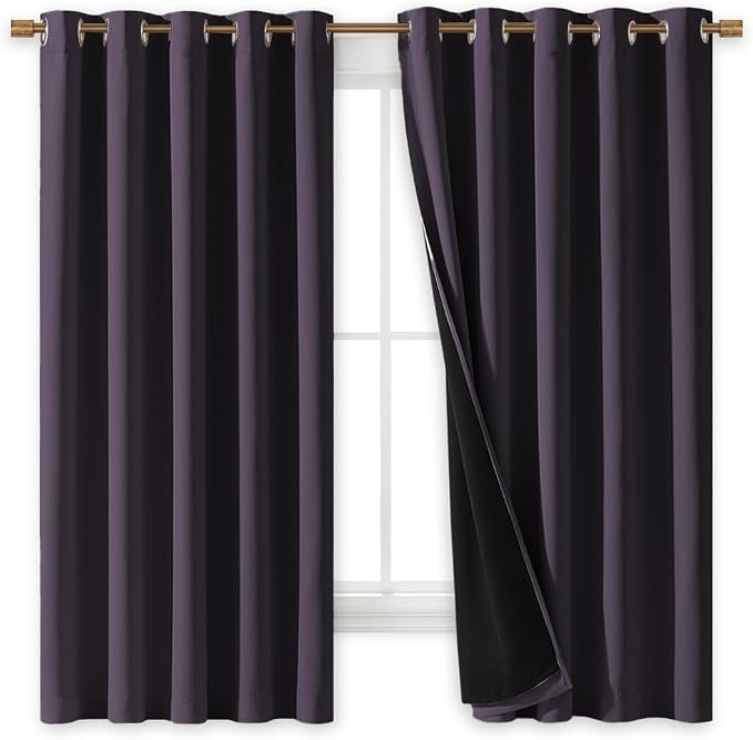 NICETOWN 100% Blackout Lined Curtains, 1 Pair, 2 Thick Layers Completely - Image 2