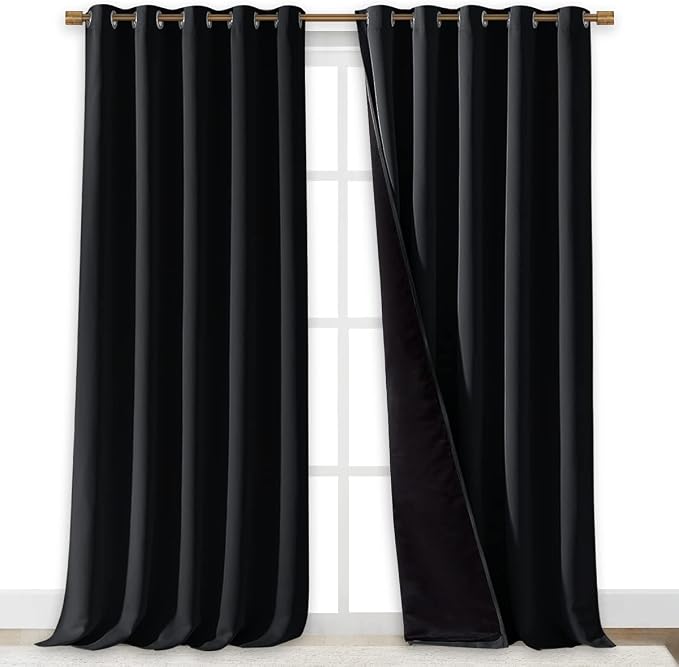 NICETOWN Cold Blocking 100% Blackout Curtains, Durable Black Lined Blackout - Image 2