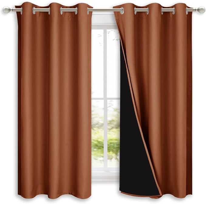 NICETOWN Burnt Orange 100% Blackout Lined Curtains, 2 Thick Layers Completely by NICETOWN