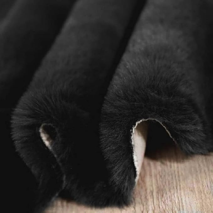 ORINOVA Black Shag Washable Fluffy Fur Area Rugs - Image 6