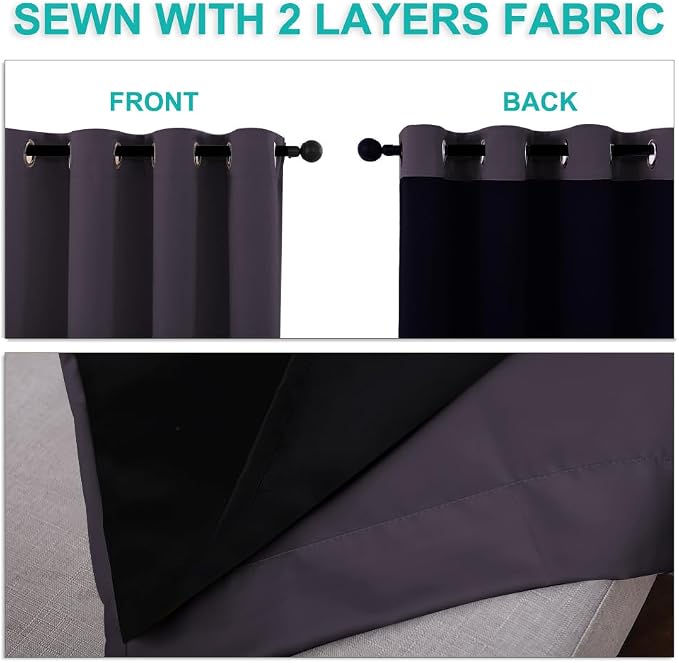 NICETOWN 100% Blackout Short Curtains - Image 5
