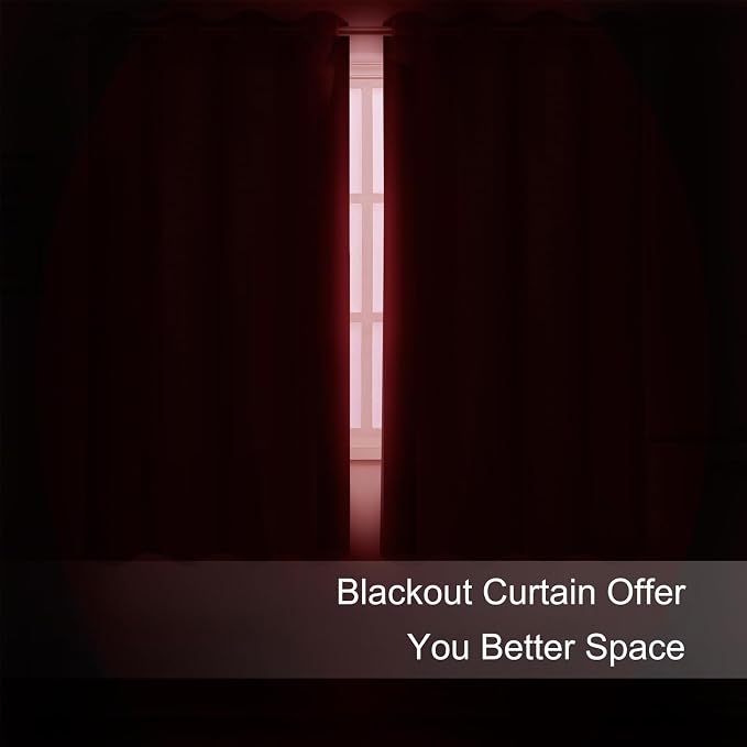 LEMOMO Blackout Curtains 66 x 72 Inch Long Bright Red Curtains Set of 2 Panels - Image 3