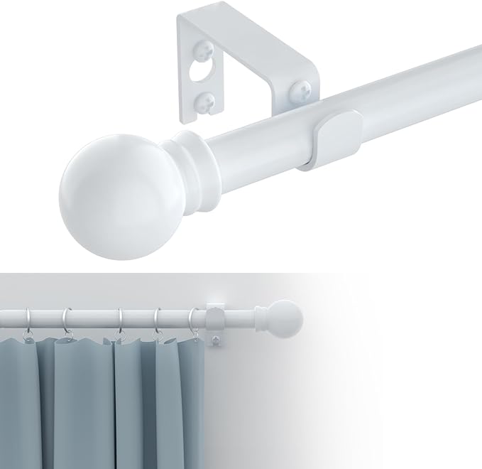 GXOACKJ Curtain Rods for windows 48 to 84-93 inch, 5/8 inch Decorative White by GXOACKJ