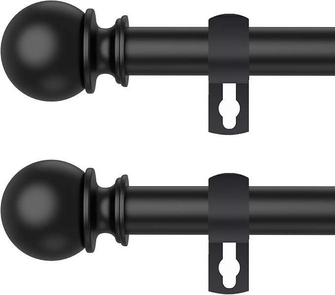 Black Curtain Rods for Windows 48 to 84 or 88 Inches Max by Poskena