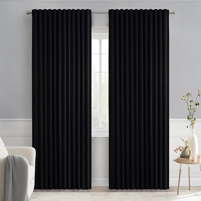 MIULEE Black Back Tab Blackout Curtains 84 Inch Length 2 Panels Set by MIULEE