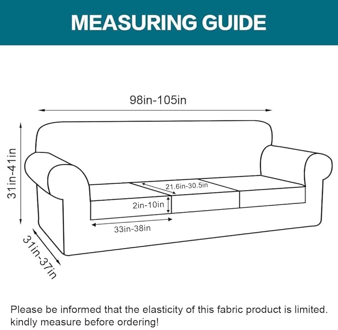 Turquoize 4 Piece Sofa Covers for 3 Cushion Couch Sofa Slipcover Soft Couch - Image 2