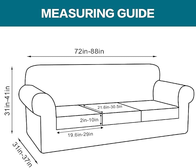 Turquoize 4 Piece Sofa Covers for 3 Cushion Couch Sofa Slipcover Soft Couch - Image 2