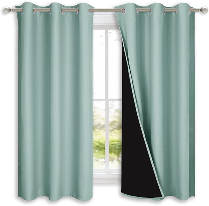 NICETOWN Aqua Blue 100% Blackout Lined Curtains, 2 Thick Layers Completely by NICETOWN
