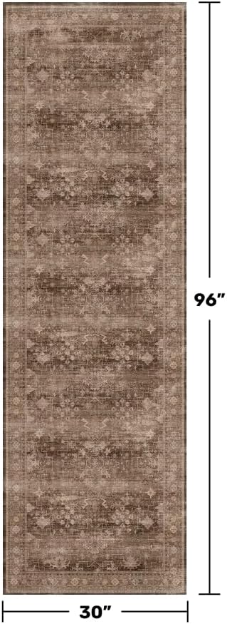 Brown Washable Long Runners for Hallways, Entryway Indoor Rug, Non Slip Rubber - Image 2