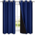 NICETOWN Pure White 100% Blackout Lined Curtains, Royal Blue, 1 Pair, 2 Thick by NICETOWN