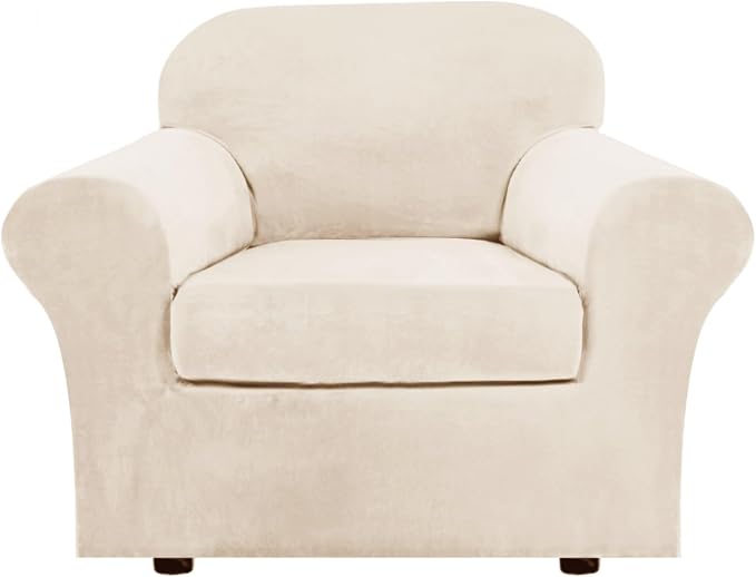 H.VERSAILTEX Rich Velvet Stretch 2 Piece Cover Chair Slipcover Sofa Cover by HVERSAILTEX