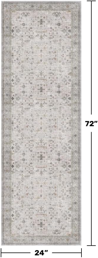 Light Grey 2x6 Boho Bathroom Runner Rug - Image 2