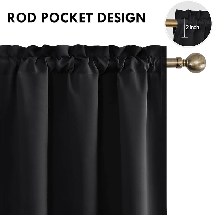 DWCN Short Black Blackout Curtains - Image 3
