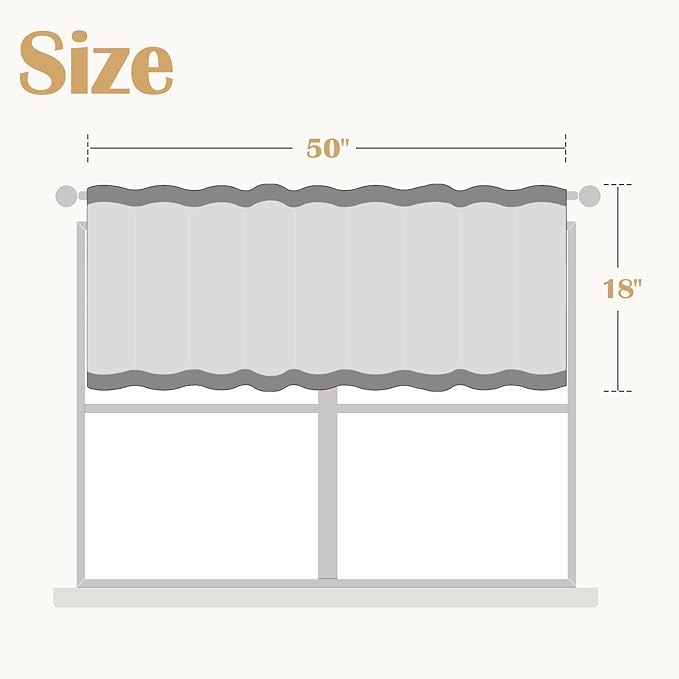 jinchan Linen Valance Curtain Striped Small Window Curtain Double Layer Light - Image 7