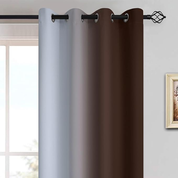 Yakamok Room Darkening Thickening Polyester Gradient Color Ombre Curtains - Image 3