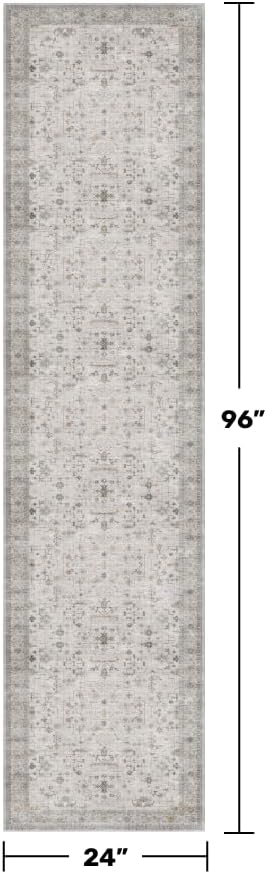 Light Gray Washable 2x8 Hallway Runners, Kitchen Runner Rug, Non-Slip & Stain - Image 2