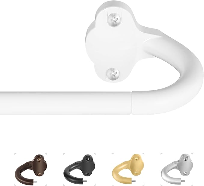 TVWOO White Wrap Around Curtain Rods:5/8" Small Blackout Adjustable Window by TVWOO