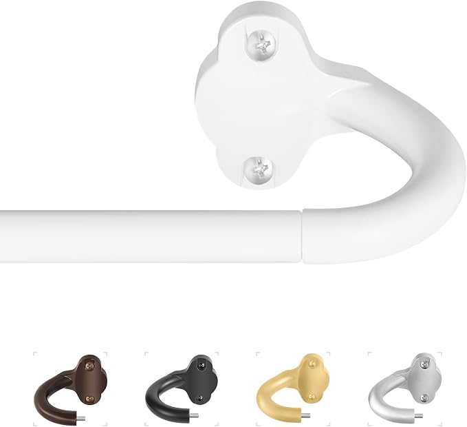 TVWOO White Wrap Around Curtain Rods:5/8" Small Blackout Adjustable Window by TVWOO