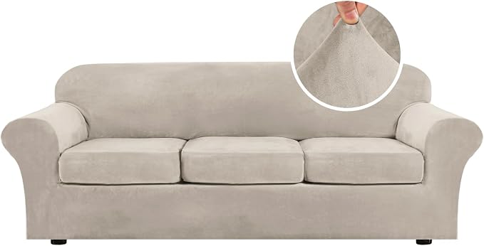 H.VERSAILTEX High Stretch Sofa Slipcover 4 Piece Cover Velvet Furniture by HVERSAILTEX