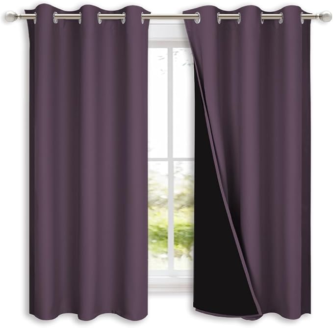 NICETOWN 100% Blackout Lined Curtains, 1 Pair, 2 Thick Layers Completely - Image 2