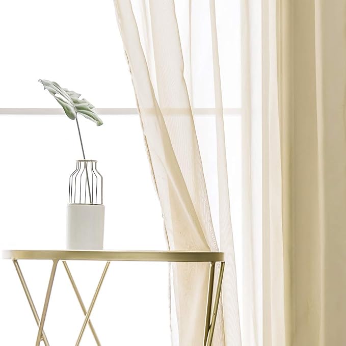 MIULEE 2 Panels Solid Color Sheer Window Curtains Elegant Window Voile - Image 5