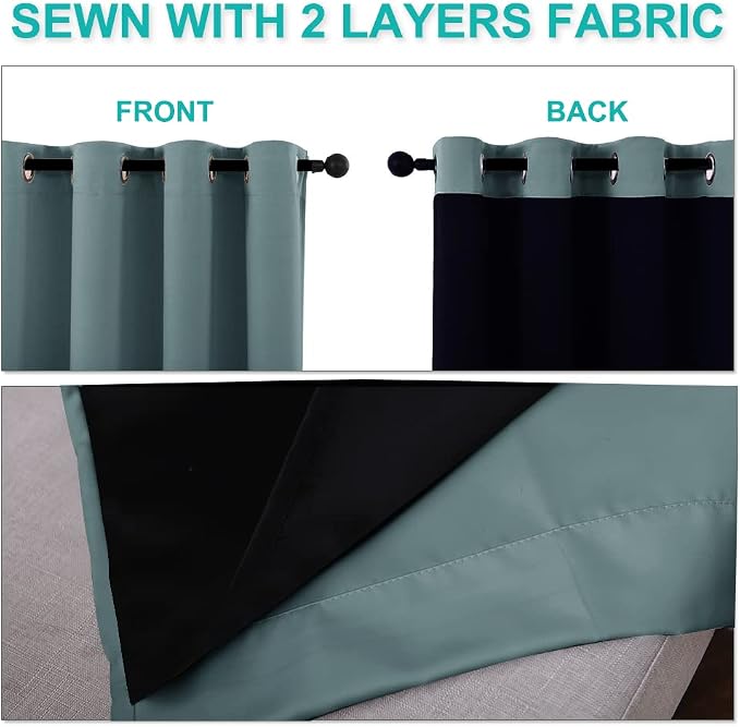 NICETOWN Full Shading Curtains 96 inches Long 2 Panels Set - Image 5