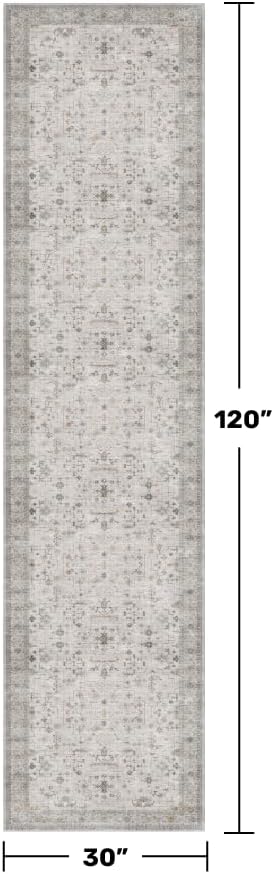 Hazo Haus Light Gray Washable 2'6"x10' Wide Hallway Runners, Kitchen Runner Rug - Image 2